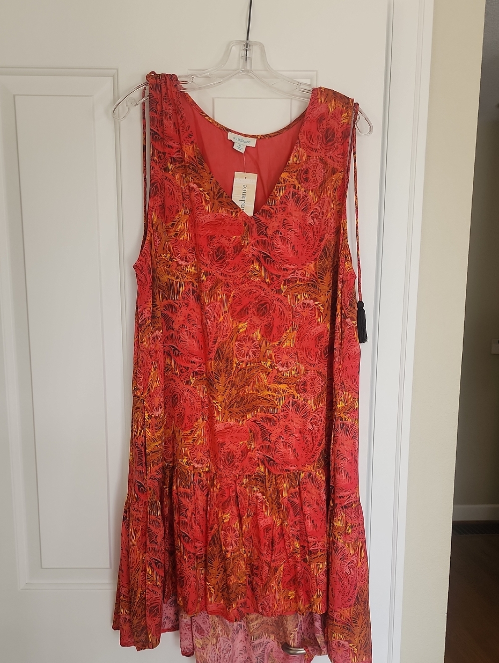 Sundance Red and Yellow Printed Sleeveless High-Low Dress